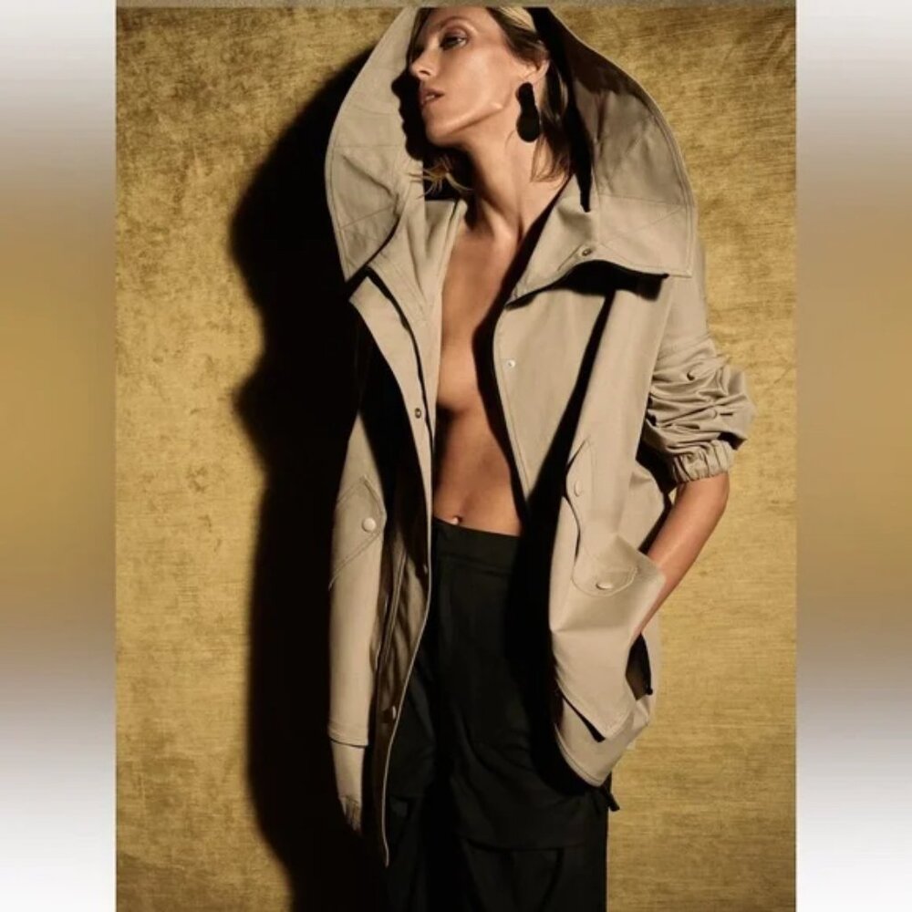 ZARA OVERSIZED COTTON PARKA 2205|303 SIZE S NEW WITH TAGS - Picture 4 of 12